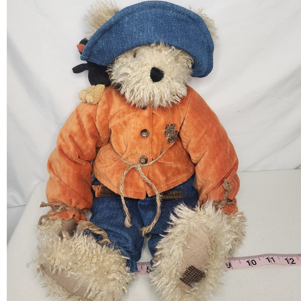 Boyds Bear Icabod Scaredbear & Midnight Scarecrow Plush 99812V Orange Blue 18in